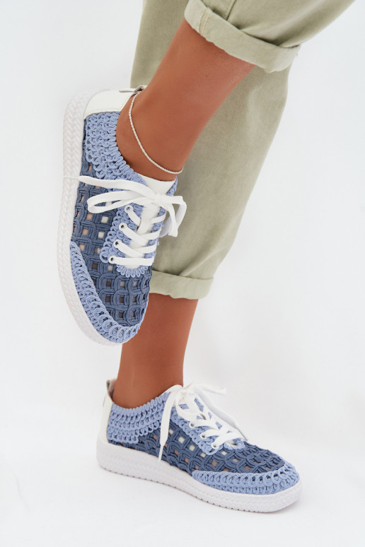 com escritos Pele sapato Feminino D&A GR61-5951 cor azul