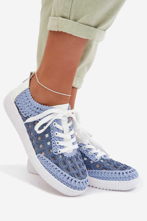 com escritos Pele sapato Feminino D&A GR61-5951 cor azul