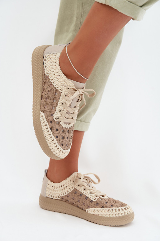 com escritos Pele sapato Feminino D&A GR61-5951 bege