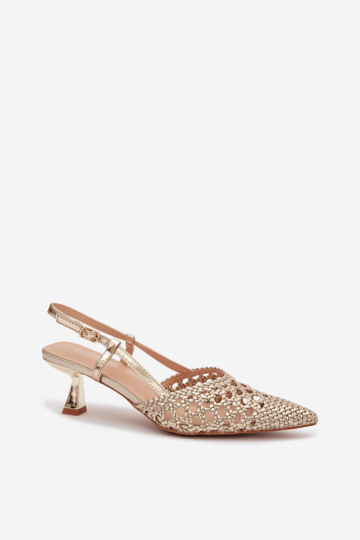 sandálias estampadas Feminino com salto cor dourada Selinae