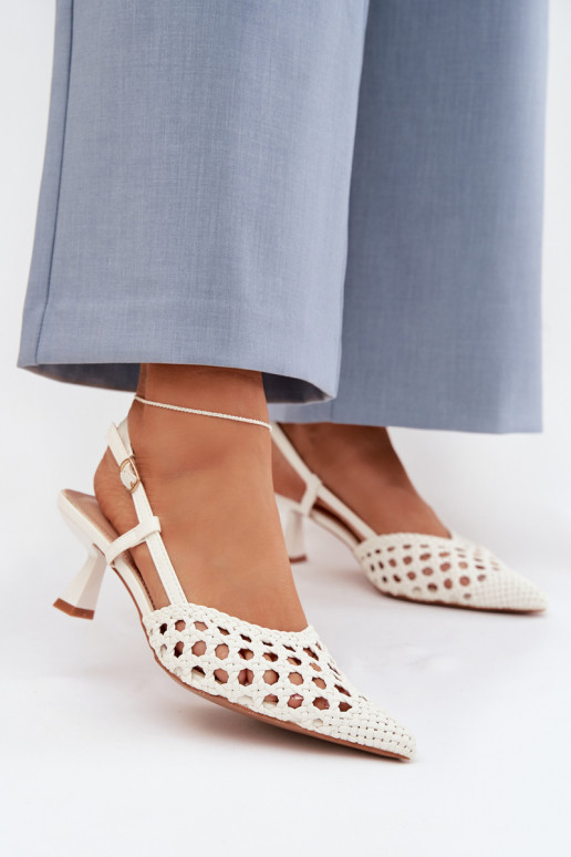 sandálias estampadas Feminino com salto cor branca Selinae