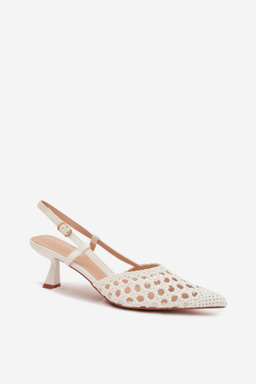 sandálias estampadas Feminino com salto cor branca Selinae