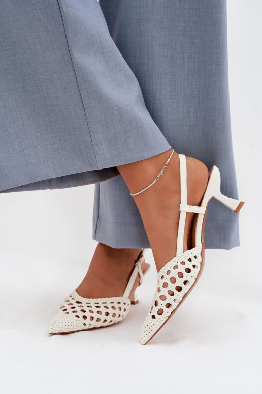 sandálias estampadas Feminino com salto cor branca Selinae