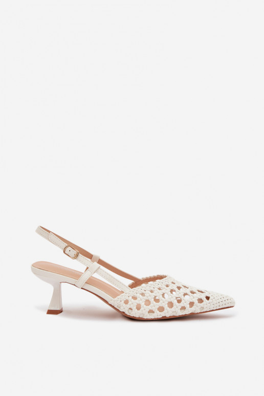 sandálias estampadas Feminino com salto cor branca Selinae