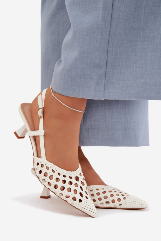 sandálias estampadas Feminino com salto cor branca Selinae