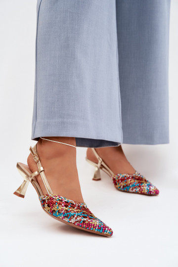 sandálias estampadas Feminino com salto Cores diferentes Selinae 2