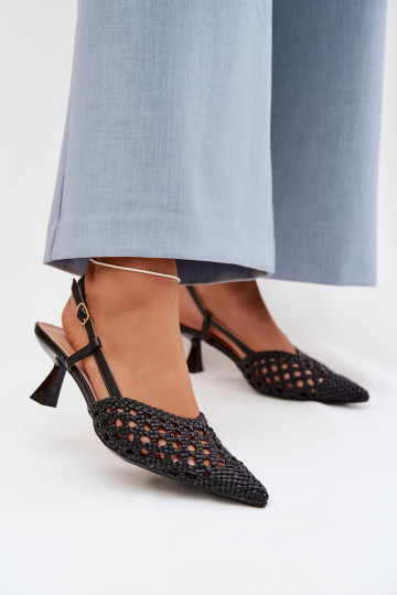 sandálias estampadas Feminino com salto cor preta Selinae 2