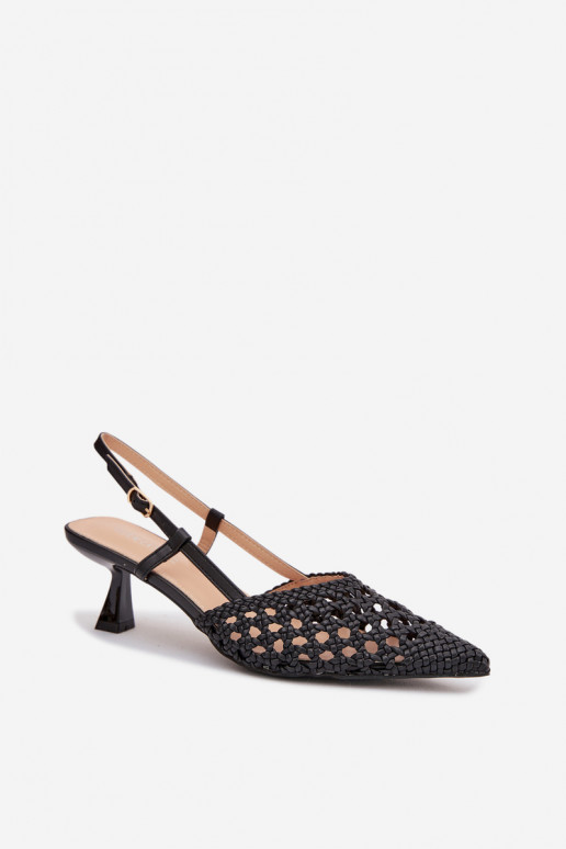 sandálias estampadas Feminino com salto cor preta Selinae