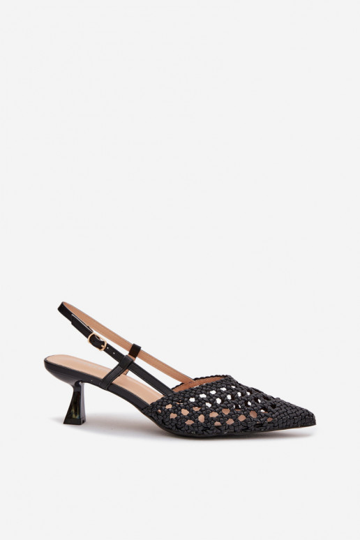 sandálias estampadas Feminino com salto cor preta Selinae