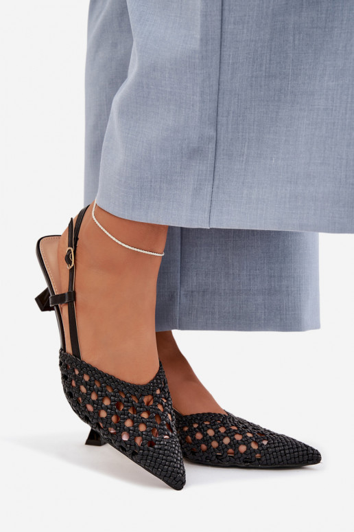 sandálias estampadas Feminino com salto cor preta Selinae