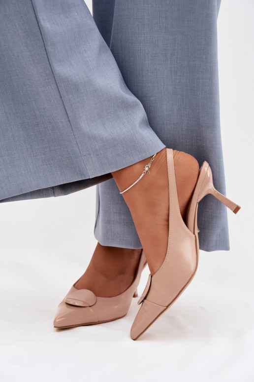 Sandálias femininas com salto fino Com decorações Detalem bege Tem que serriae