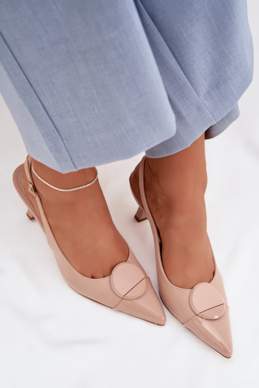 Sandálias femininas com salto fino Com decorações Detalem bege Tem que serriae