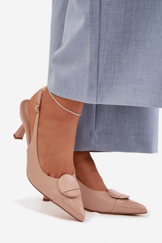 Sandálias femininas com salto fino Com decorações Detalem bege Tem que serriae