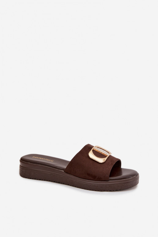 Chinelos femininos Ze cor douradam Detalem CzekoladoParae Elmera