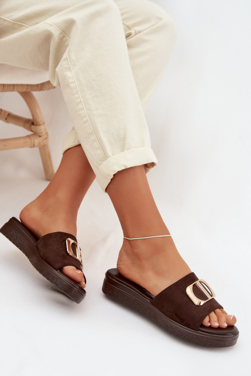 Chinelos femininos Ze cor douradam Detalem CzekoladoParae Elmera