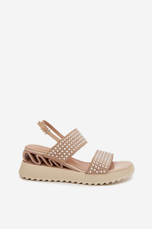 Pele Sandálias de camurça Com decoração D&A CR61-3067 bege
