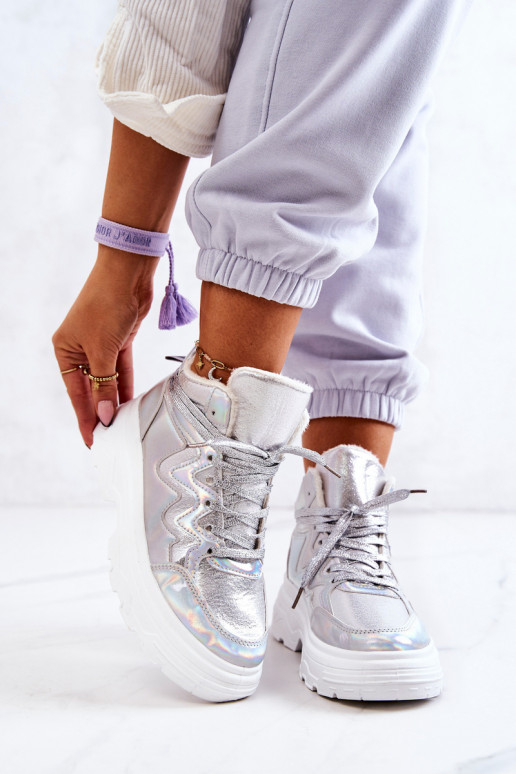 Estilo esportivo sapato aquecimento cor prata Joenne