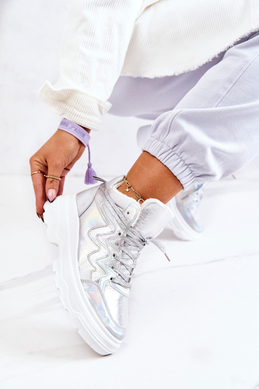 Estilo esportivo sapato aquecimento cor prata Joenne