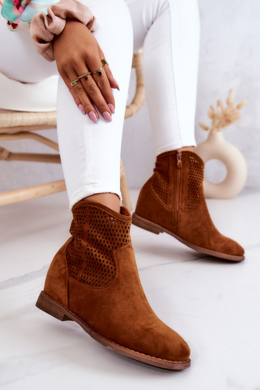 de camurça Feminino Botas com uma plataforma oculta cor marrom Solene