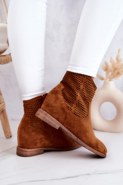 de camurça Feminino Botas com uma plataforma oculta cor marrom Solene