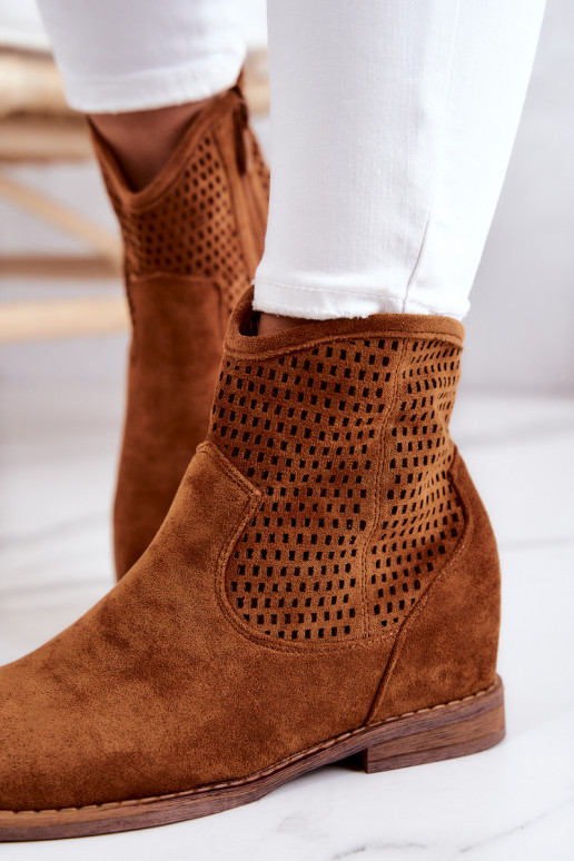 de camurça Feminino Botas com uma plataforma oculta cor marrom Solene