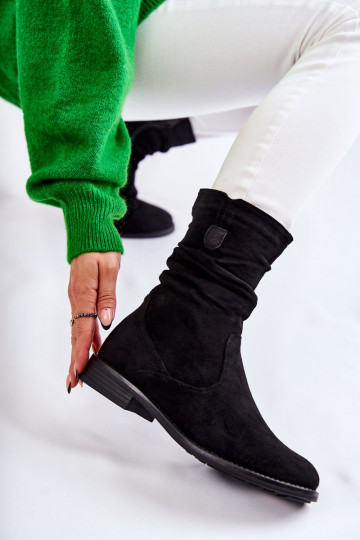 Babados femininos Sapatos de camurça cor preta Joanne