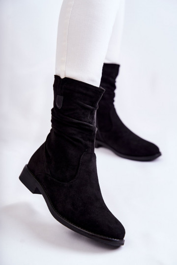 Babados femininos Sapatos de camurça cor preta Joanne 2