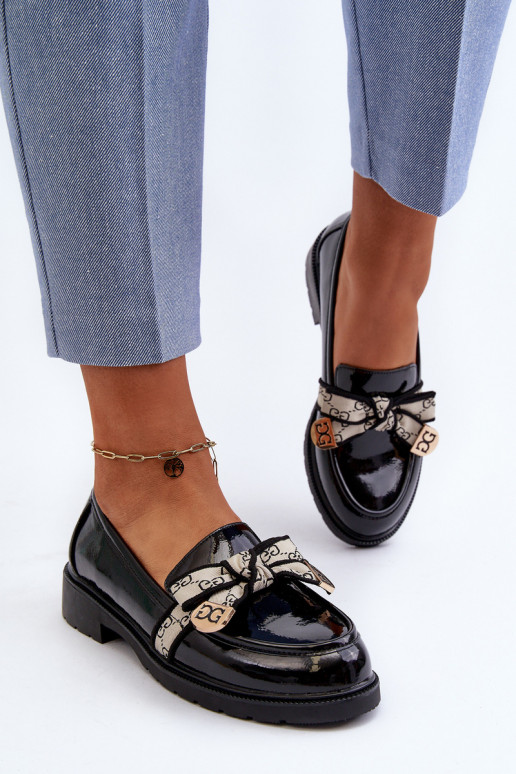 com efeito verniz Feminino sapato Mocassins S.Barski HY330A cor preta