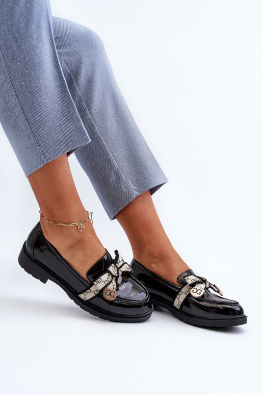 com efeito verniz Feminino sapato Mocassins S.Barski HY330A cor preta