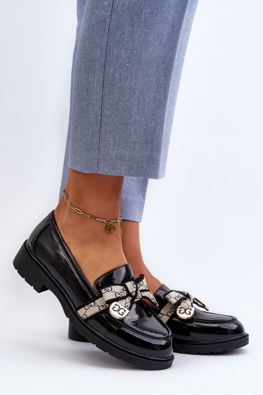 com efeito verniz Feminino sapato Mocassins S.Barski HY330A cor preta