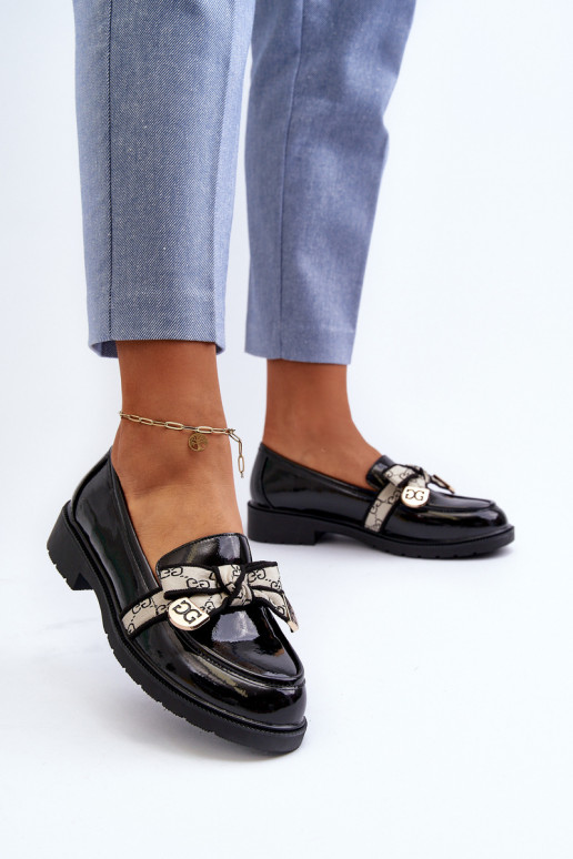 com efeito verniz Feminino sapato Mocassins S.Barski HY330A cor preta