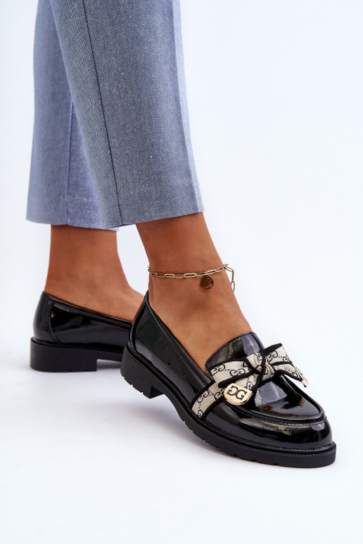 com efeito verniz Feminino sapato Mocassins S.Barski HY330A cor preta