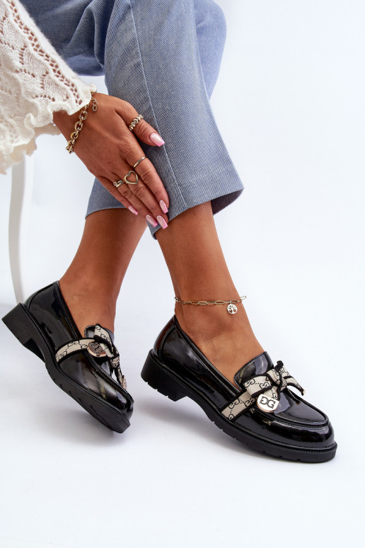 com efeito verniz Feminino sapato Mocassins S.Barski HY330A cor preta