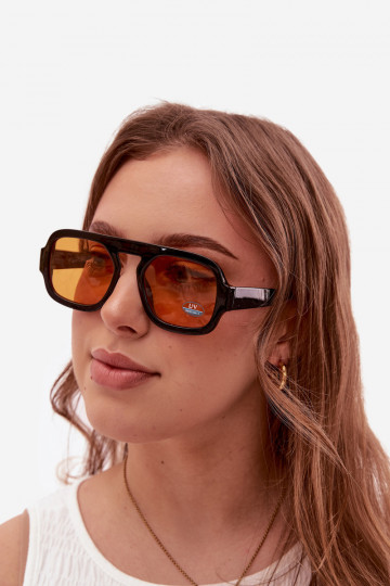 Feminino Oculos de solFiltrem UV Preto e-cor laranja 2