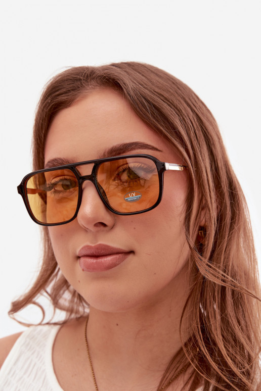 Oculos de sol FemininoFiltrem UV Preto e-cor amarela