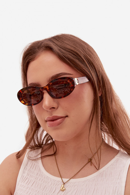 Oculos de sol Feminino com pérolas artificiais cor marrom