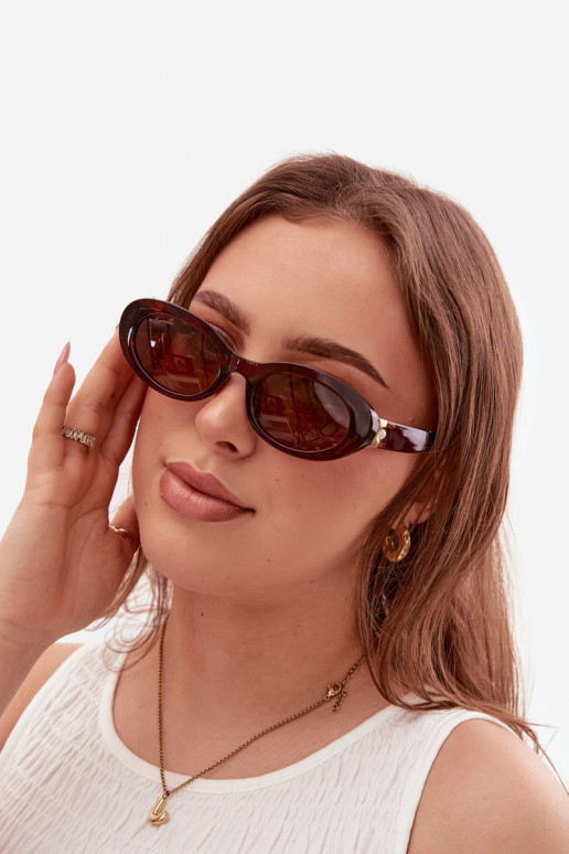 Oculos de sol Feminino com pérolas artificiais cor marrom