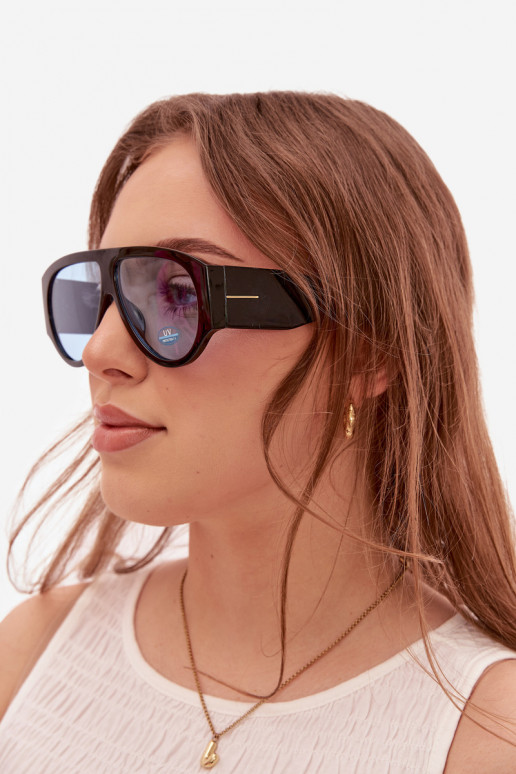 Feminino Oculos de sol Preto e-cor azul