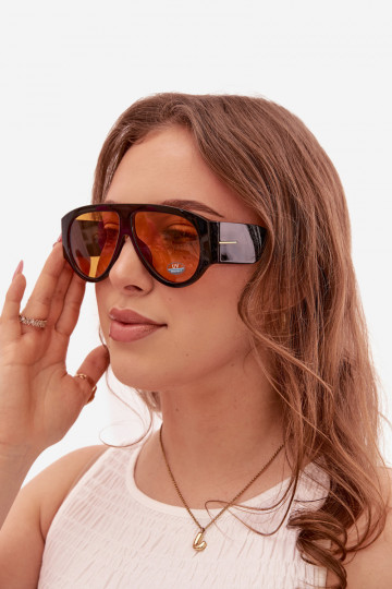 Feminino Oculos de sol Preto e-cor laranja 2
