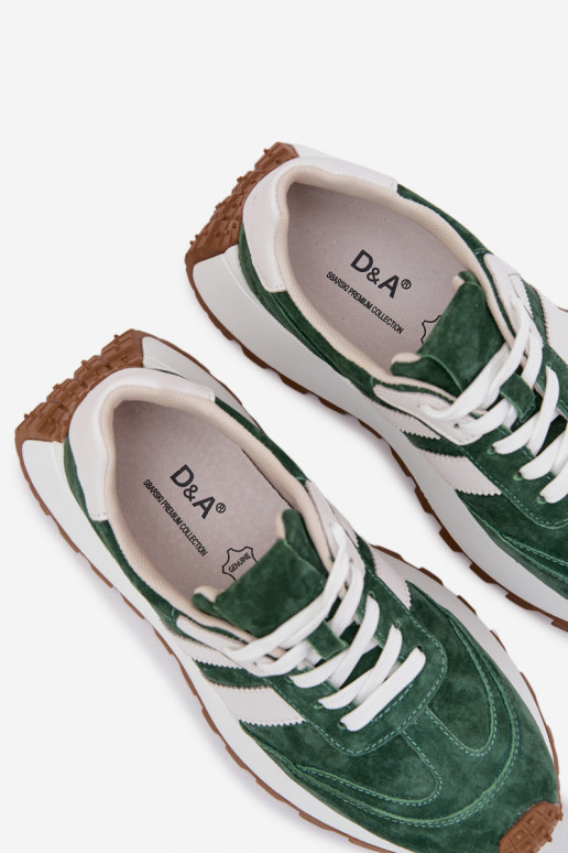 À modalo de tênis de camurça com uma plataforma D&A GR61-5986 cor verde