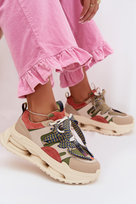 Pele À modalo de tênis Feminino com uma plataforma D&A CR61-3133 bege