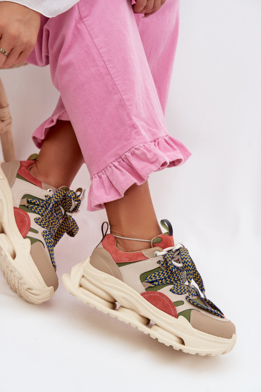 Pele À modalo de tênis Feminino com uma plataforma D&A CR61-3133 bege