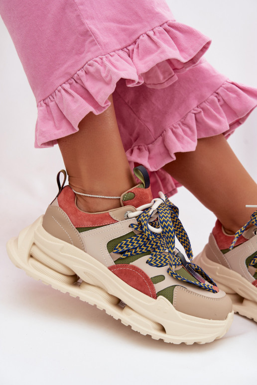 Pele À modalo de tênis Feminino com uma plataforma D&A CR61-3133 bege