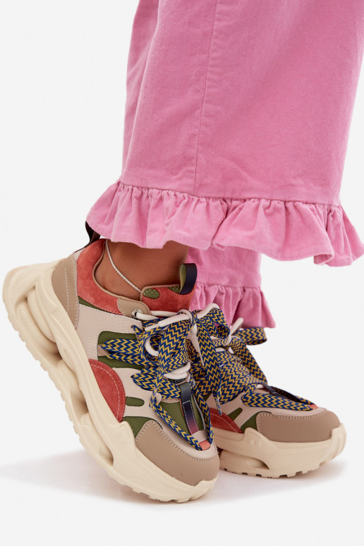 Pele À modalo de tênis Feminino com uma plataforma D&A CR61-3133 bege