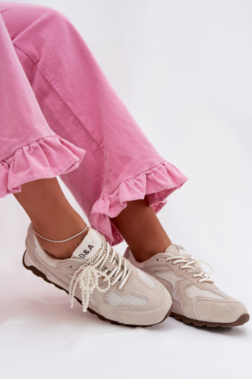 Pele de camurça À modalo de tênis Feminino MK61-0705 cor cinza