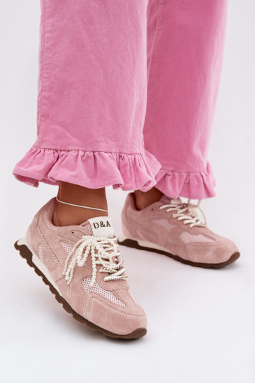 Pele de camurça À modalo de tênis Feminino MK61-0705 cor rosa