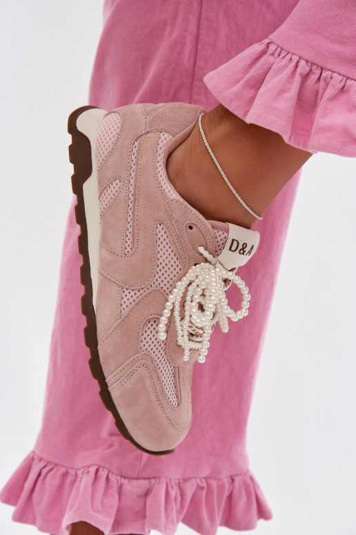 Pele de camurça À modalo de tênis Feminino MK61-0705 cor rosa