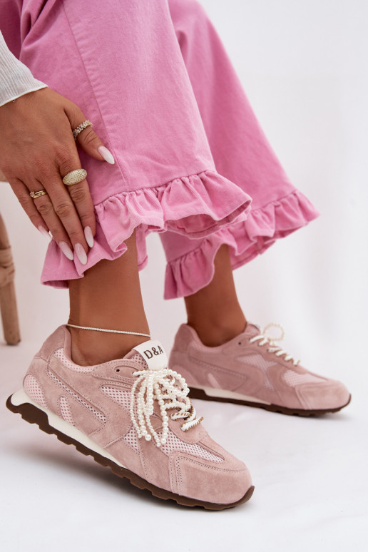 Pele de camurça À modalo de tênis Feminino MK61-0705 cor rosa