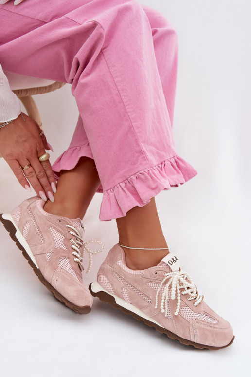 Pele de camurça À modalo de tênis Feminino MK61-0705 cor rosa