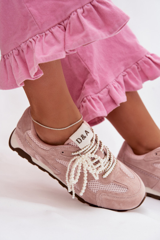 Pele de camurça À modalo de tênis Feminino MK61-0705 cor rosa